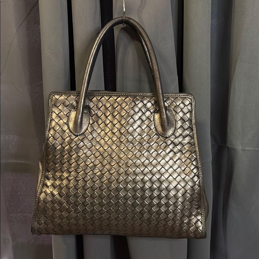 Bottega Veneta Metallic Woven Handbag